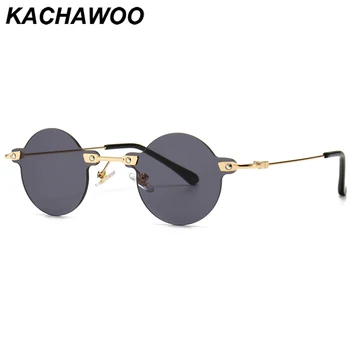 

Kachawoo round sunglasses men frameless retro sun glasses women small gold blue vintage style 2021 Autumn accessories