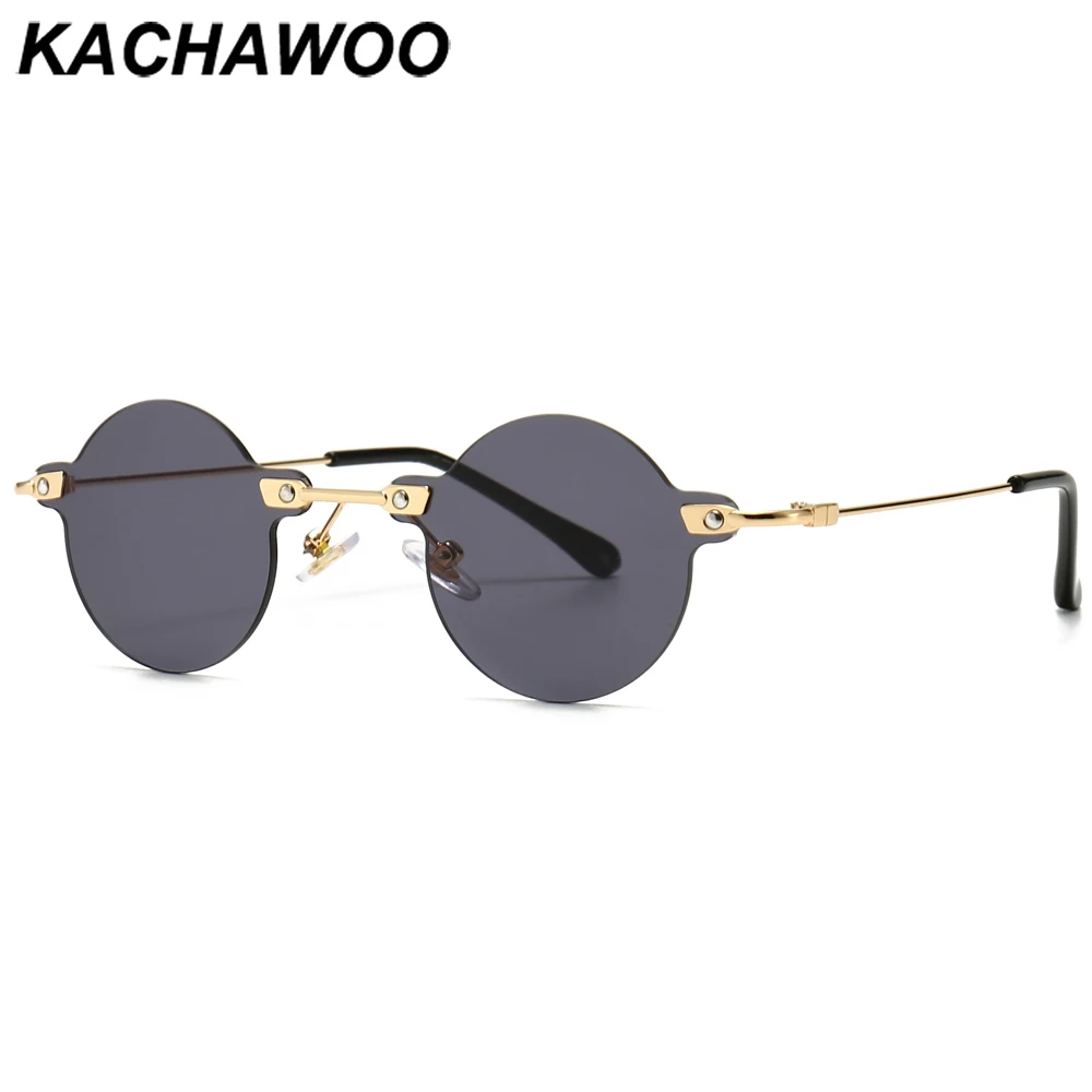 Kachawoo Круглые Солнцезащитные очки Мужские безрамные Ретро женские маленькие