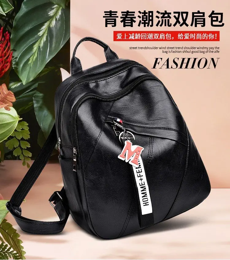 

19 New Style Trend of Fashion USB Rechargeable Headset Jack Waterproof Wearable Pu Men WOMEN'S Backpack