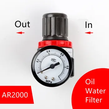 

AR2000 G1/4'' Pneumatic Mini Air Pressure Relief Control Compressor Regulator Treatment Units Valve with Gauge Fitting Wholesale