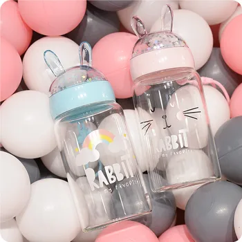

Sequins Rabbit Glass Girls Cute Cup Korea Creative Trend Portable Cups Hipster Cup