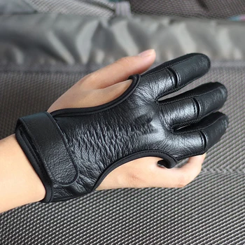 

1pc Gear 3 Finger Archery Glove Accessory Genuine Leather Soft Hunting Thickened Anti-slip Bow Safety Tab Guard Wearproof