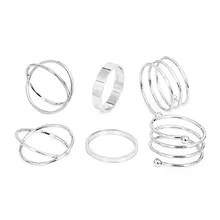 KISSWIFE 8 unids/set redondo de diseño simple Color oro anillos para las mujeres hecho a mano geometría dedo anillo de joyería femenina regalos
