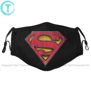 

Superman Mouth Face Mask Distressed Logo Facial Mask Kawai Cool with 2 Filters for Adult