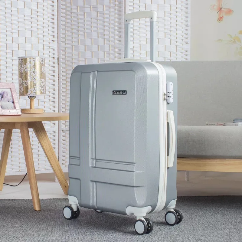 20''24 дюймов чемодан на колесиках для путешествий багаж кабины ручной клади вращающиеся колеса Для женщин набор багажных чемоданов на чемодан на колесах для путешествий - Цвет: Silver
