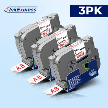 

3PK Label For Brother TZe 252 Label Tape 24mm TZe-252 TZe Tape Red on White For Brother P touch Label Maker PT-9600 PT-D600