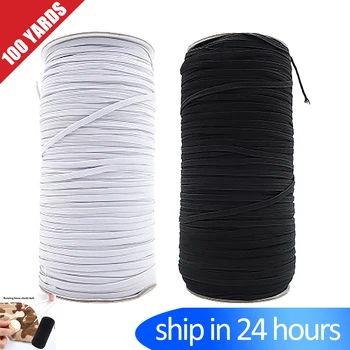 

100 Yards 90m 6mm Elastic Band Face Mask Mouth Cover Ears Rope Cord String DIY Craft Accessories for Mouth Cover