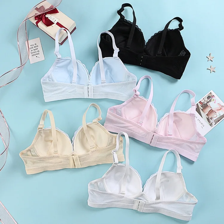 Girls Training Bra Kids Thin Cup Young Girl Cotton Lace Solid Wireless Bra Teenage Underwear Small Breast Bra for Women