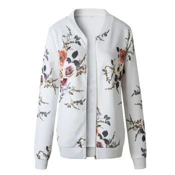 

Bomber Biker Zipper Floral Flight Retro Army Coat