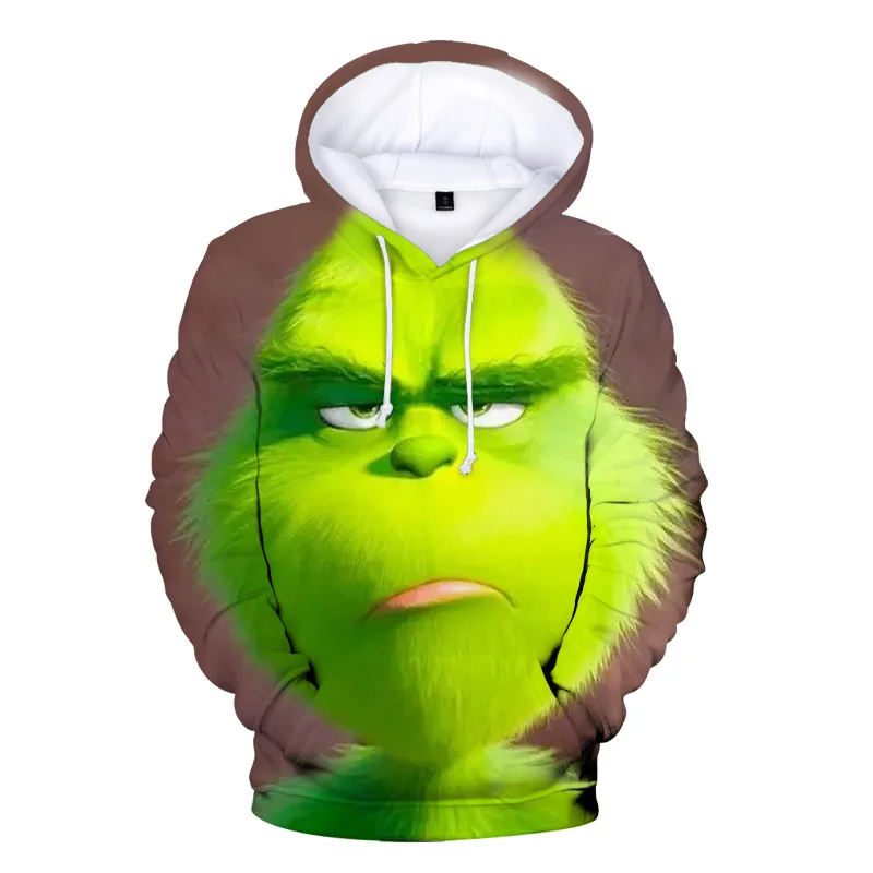 New Oversized Hoodie Men 3d Print Grinch Green Winter Sweatshirt Men/Women Sweater Jacket Fashion Pullovers Street Casual Clothe