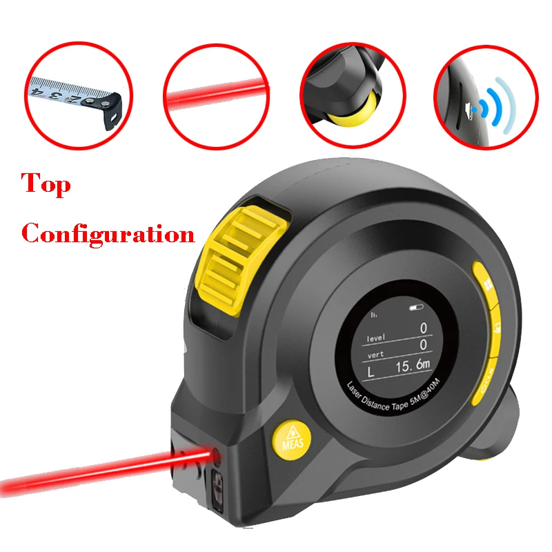 

40M 5 in 1 Hand-held Laser Distance Meter Laser Range Finder Laser Measurement Arc Measurement Backlight Digital Display Screen