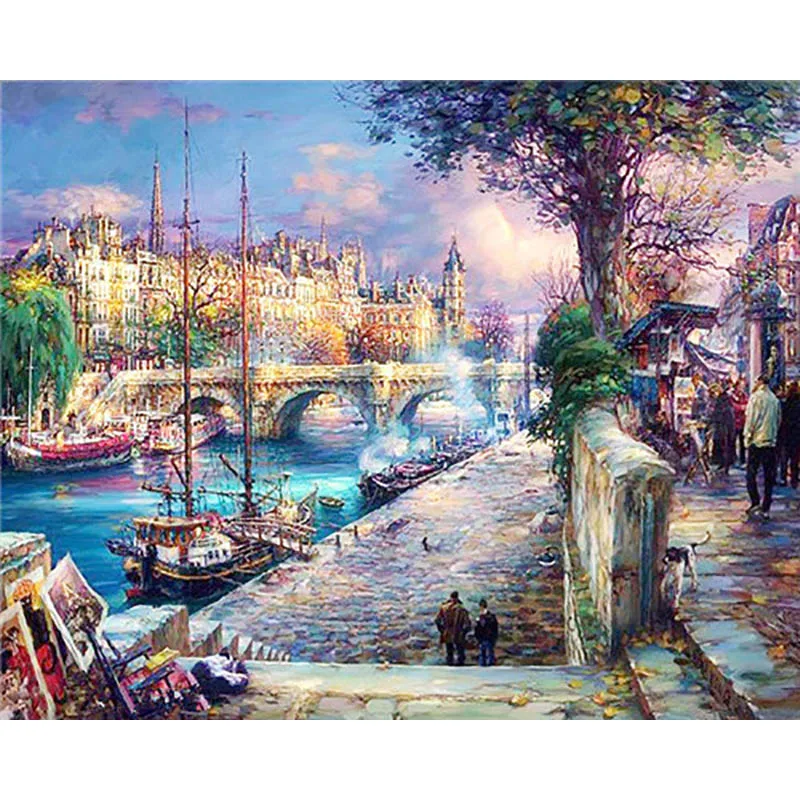 painting by number11 Landscape Boat painting by numbers paint by number for adults DIY coloring by numbers oil numbered number paintings - Color: painting by number11