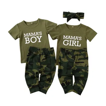 

Newborn Toddler Baby Boy Girl Camouflage Outfits Suit Summer Short Sleeve T-shirt Pants Clothes Cute Lovely Infant Clothing 0-3T