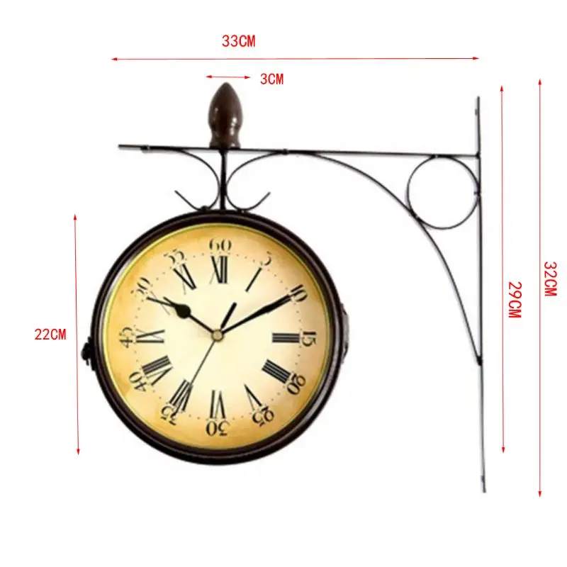 Двухсторонние настенные часы в европейском стиле, креативные классические часы с монохромом