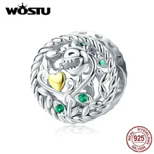 WOSTU, настоящее 925 пробы, серебряные каннибалы, Цветочные бусины, круглая подвеска, подходит для оригинального браслета, Подвески для изготовления ювелирных изделий CTC106