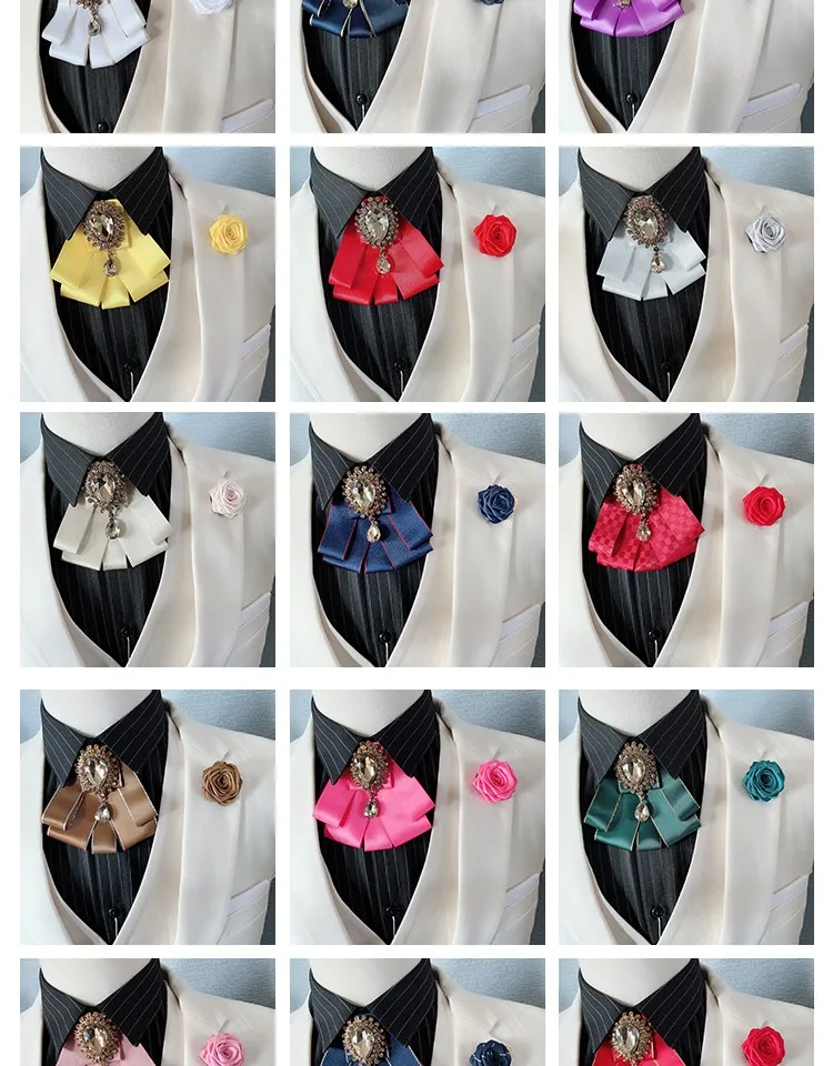 Free Shipping New male fashion Men's Wedding Groom Party Hosts Flower Collar flower Bow Tie pocket towel set 2 PCS SET