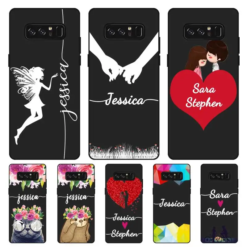 

cat Custom Name Text DIY Black Soft TPU Silicone Case Cover For Samsung Galaxy Note 3 4 5 8 9 10 Plus M10 M20 M30 Grand Prime