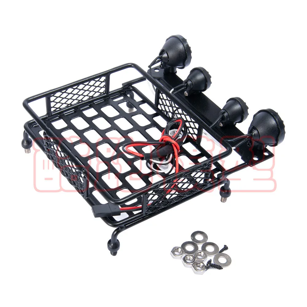 

1 than 10 Model Climbing Car Hard Case Car Roof Model Metal Luggage Rack Spotlights Full Set