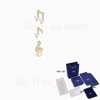 

Fashion SWA New PLEASANT PIERCED EARRINGS SET Classic Musical Notes Decorated With Gold Perforated Earrings Female Jewelry Gift