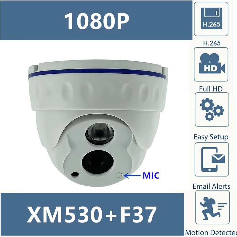 Встроенный микрофон IP купольная камера Clear Audio 2MP 1080P H.265 XM530 + F37 с IRC 42MIL
