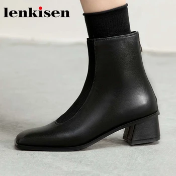 

Lenkisen 2020 new style patchwork Chelsea boots concise design classic colors back zip beauty lady winter basic ankle boots L71