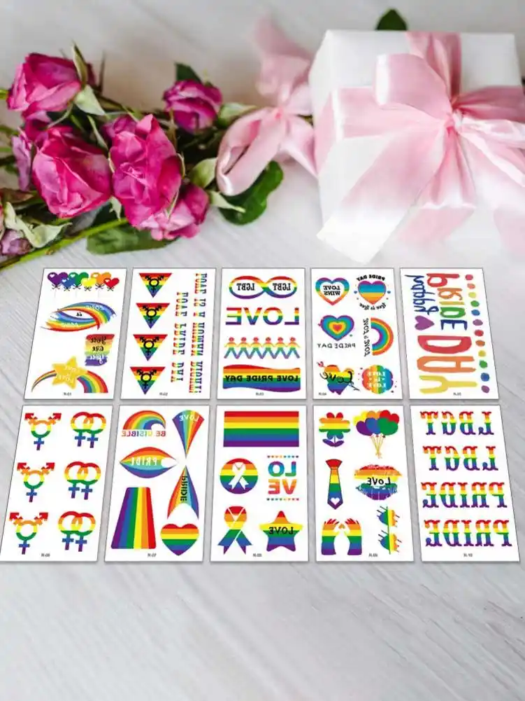 10 шт. радужные Временные татуировки наклейки|Временные тату| |