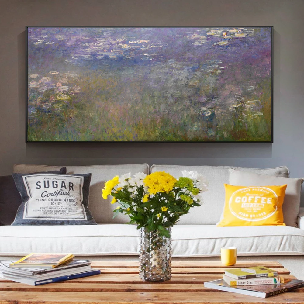 Большой Monet Водяные лилии Масляные картины печать на холсте художественные
