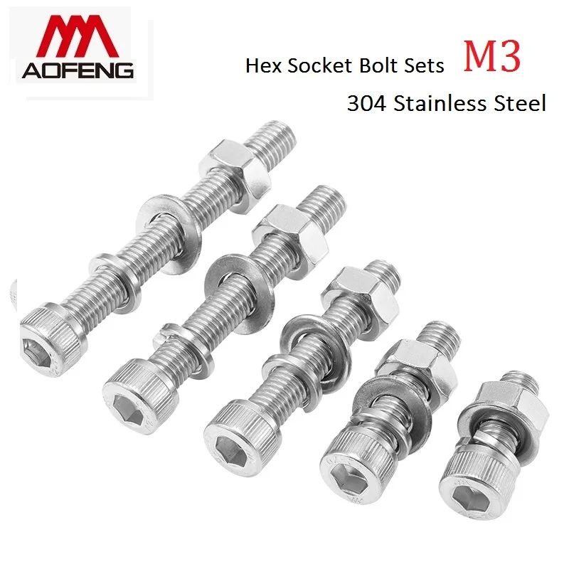M3 болт стопорный с шестигранной головкой Кепки x 4 5 6 8 10 50 55 60 65 70 80 90 100 110 120 мм 304