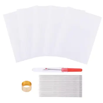 

8 Pcs 14CT Embroidered Fabric Cross Stitch Cloth with Needles Assistant Tools