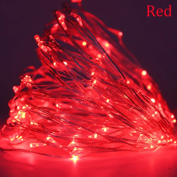 Самая низкая цена 2/5/10 м 10-100 светодиодный Рождественская гирлянда провода Светодиодная лента светодиодная гирлянда для внутреннего год Рождественский Свадебные украшения - Испускаемый цвет: red