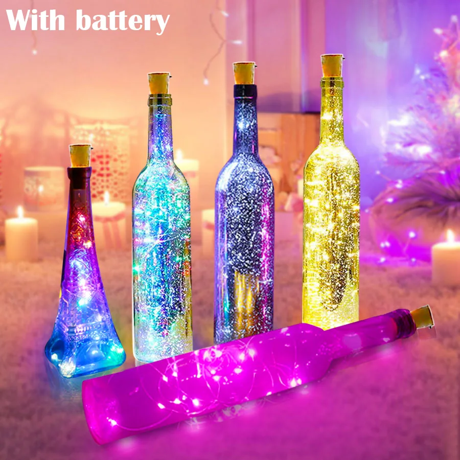 

6 Pieces Wine cork Lights with 20 LED Silver Copper Wire Garland Fairy String Lights for DIY Party Christmas Wedding Home Decor