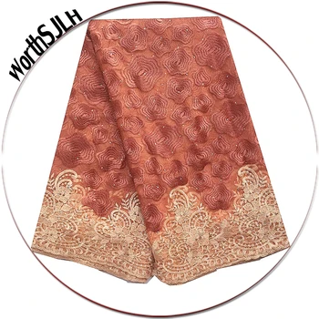 

Brown African Wedding Net Lace 2020 Magenta Africa High Quality Lace Fabric Aso Ebi French 5 Yard Lace Fabric For Party Dress
