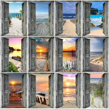 

HUACAN 5D Diamond Painting Door Landscape Full Square Diamond Embroidery Scenery Mosaic Handmade Home Decor
