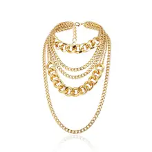 Dvacaman Панк многослойная металлическая цепочка нагрудник массивное ожерелье золотого и серебряного цвета Макси ожерелье с большим кулоном металлические ювелирные изделия