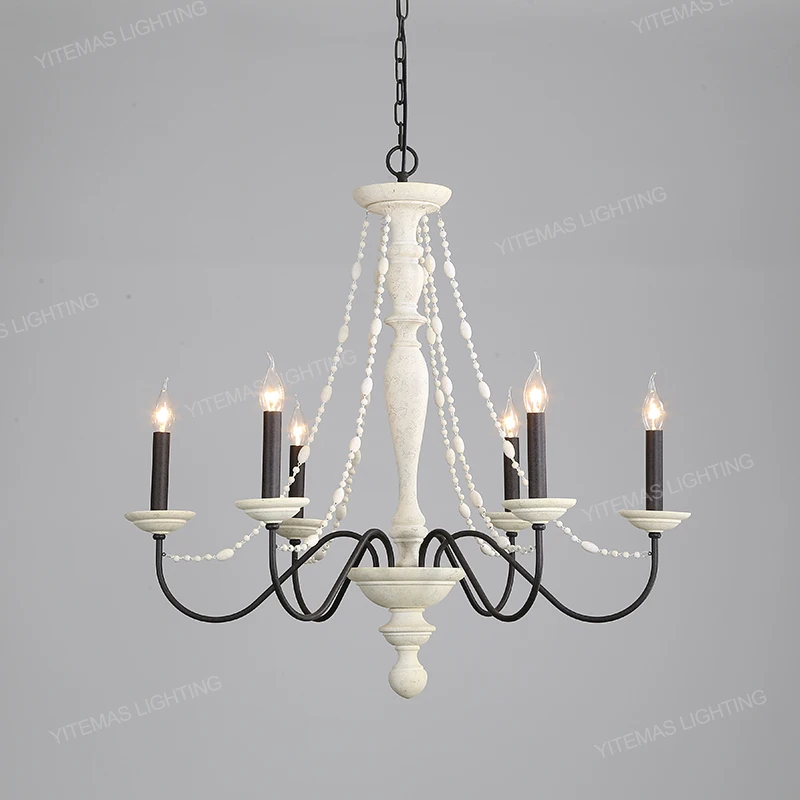 

Living room Chandelier wooden kitchen light retro grey suspension lamp vintage white dining room chandelier rustic hanging light