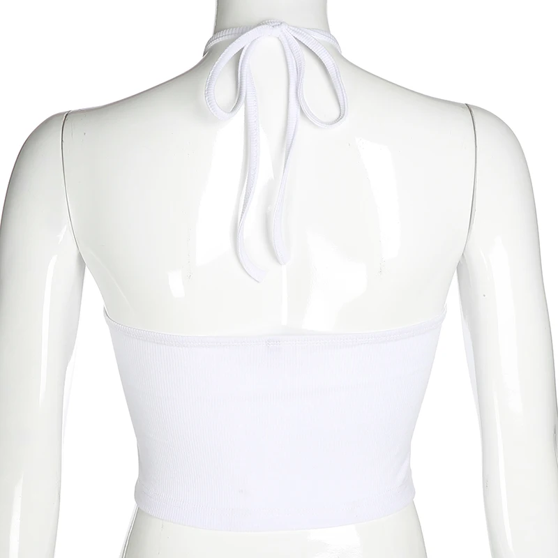 Weekeep Холтер топик без спинки Топ женский сексуальный обрезанный Bodycon Короткий Летний Топ уличная майка Топы