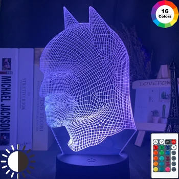 

3d LED Night Light Marvel Batman 3d Head Nightlight Touch Sensor Color Changing Cool Table Lamp for Kids Bedroom Decoration