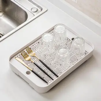 

Multifunctional Double-layer Tea Tray Plastic Rectangular Draining Tray Creative Kitchen Tray Dish Rack Kitchen Organzier