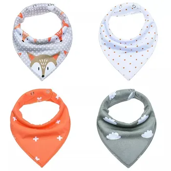 

YALOODE 4pcs/set Newborn Bibs For Baby Boy Girl Bandanas Print Cartoon Cotton Baby Towel Feed Triangle Bibs Infant Kids Scarf