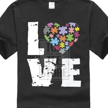 

Cotton T Shirt Men'S Love Puzzles Autism Awareness Graphic T Shirt Tops Autistic Support Short Sleeve Cotton Tshirt