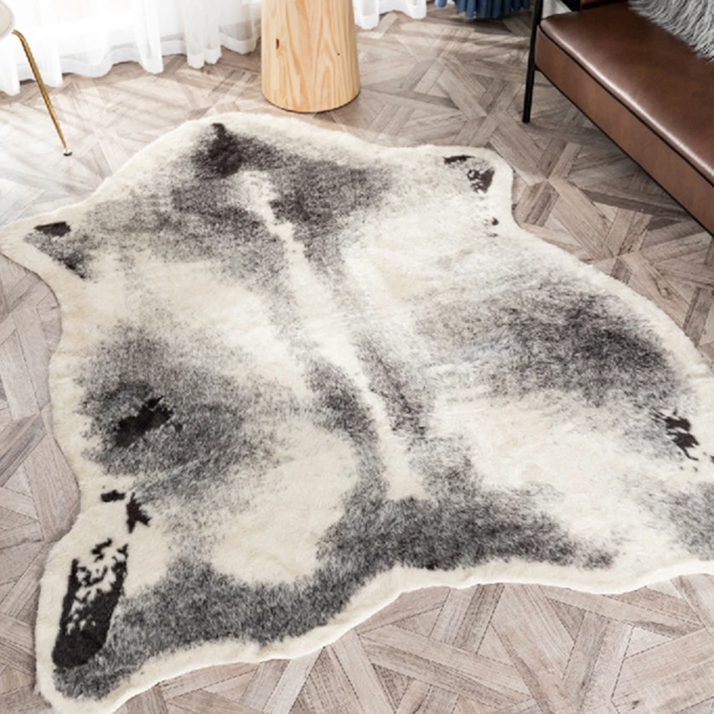 Большой размер 160x210 см, с принтом барсука, коровы, Воловья кожа, искусственная кожа, нескользящий коврик, с животным принтом, ковер для украшения дома