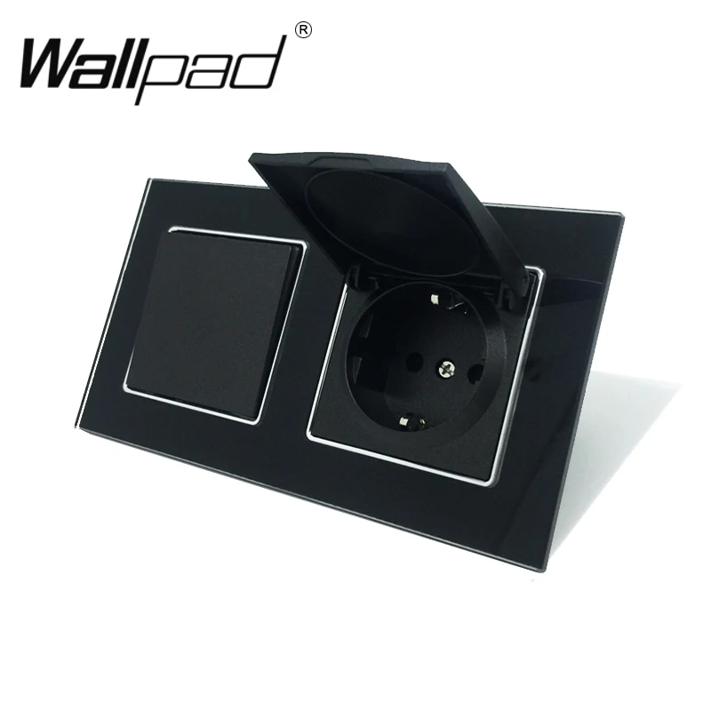 Ceny Ue standardowe gniazdo z pazurami Wallpad białe szkło Panel 1 Gang 2 Way przełącznik i Schuko ue wtyczka ścienne gniazdo zasilające z Haken