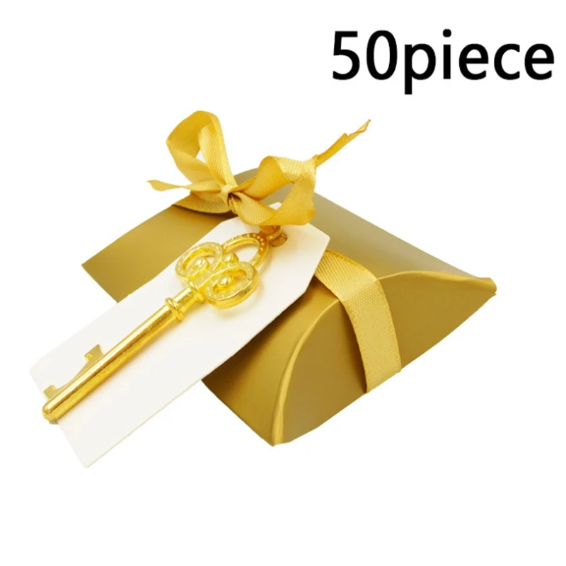50 шт./партия, коробочка для конфет, в форме подушечки, открывалка для бутылок, брелок для ключей, открывалки для пива, Свадебные вечерние сувениры