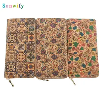 

Portugal Tile Pattern Print Natural Cork Wallet Pu Leather Long Wallets Zipper Card Holder Wholesale