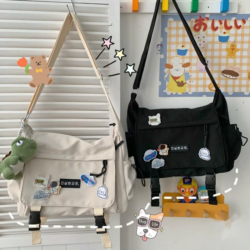 bandolera de nailon para mujer, bolsa de mensajero versátil estilo estudiante, paquete de herramientas de hombro de capacidad| | - AliExpress