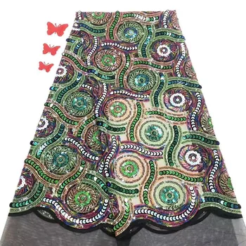 

Latest African Nigerian Mesh Lace Fabric Sequins Soft Milk Lace High Quality French Tulle Lace Fabric For Party