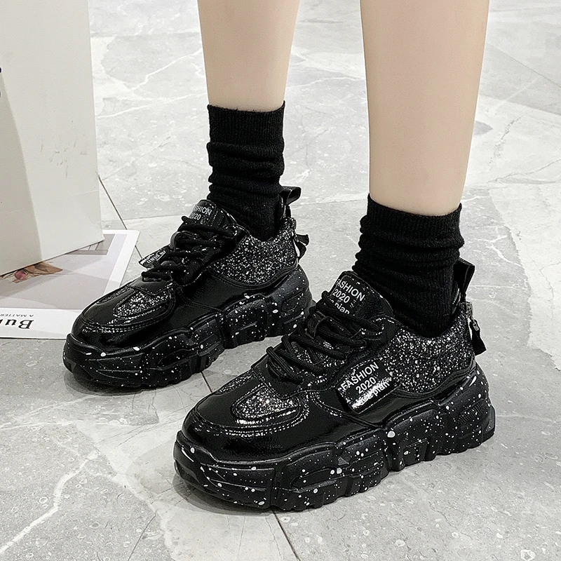 

Designers Women Platform Sneakers Vulcanized Shoes Leather Chunky Casual Shoes Ulzzang Fashion Woman Sports Trainers Footwear