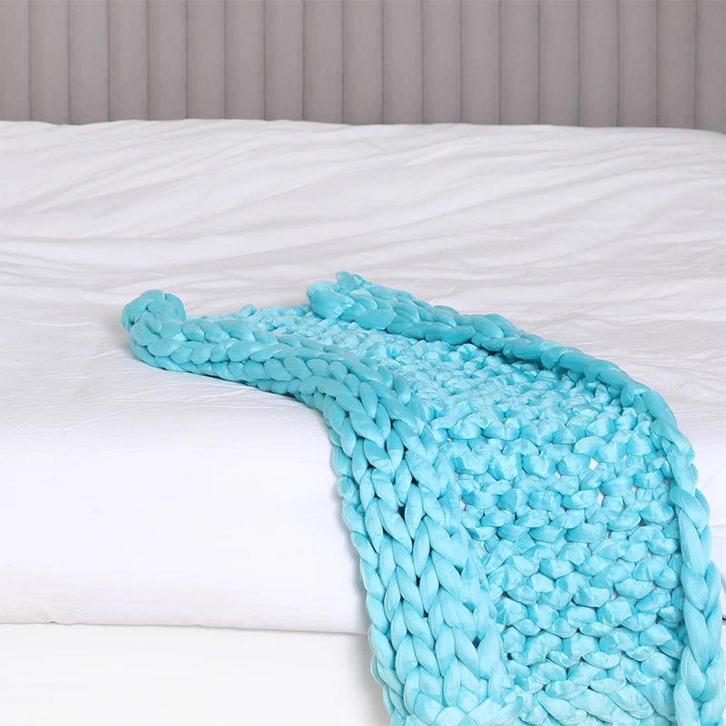Новое шерстяное вязаное одеяло для кровати из толстой пряжи мериносовая шерсть объемное одеяло 200X200 см нордический домашний текстиль Прямая поставка - Цвет: R