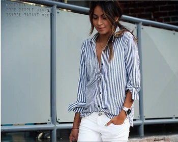 

0592 # Speed Bribe Foreign Trade Spring WOMEN'S Dress Large Size Loose-Fit Vertical Striped Long-sleeved Shirt Women's 2020 New