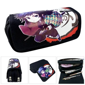 

Anime Demon Slayer: Kimetsu No Yaiba Pencil Case Multi-Functional Large Capacity Canvas Students PencilBag Wallet Storage Bag